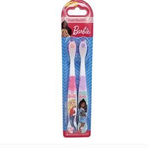 Barbie Pink Toothbrushes BrushBuddies 2 Pack Barbie Soft Toothbrush